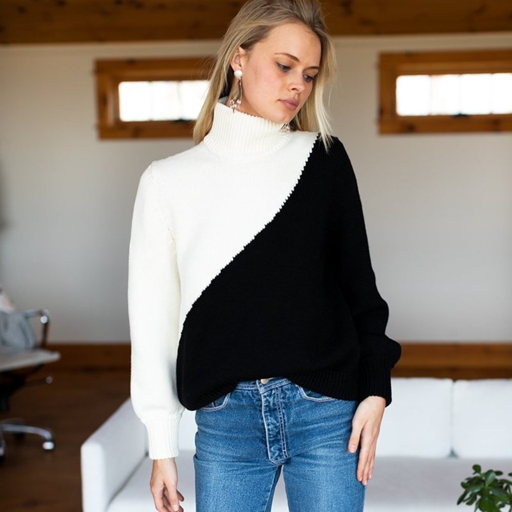 Emerson Fry Mila Sweater - Black & Ivory - Size S